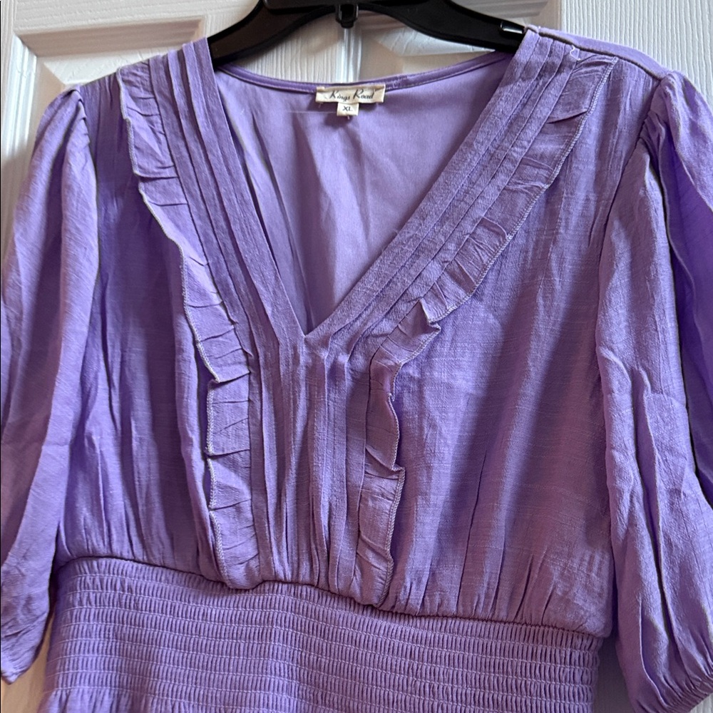 Chic Lavender Ruffle Dress - Picture 3 of 5